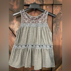 Grey flower mesh Tank